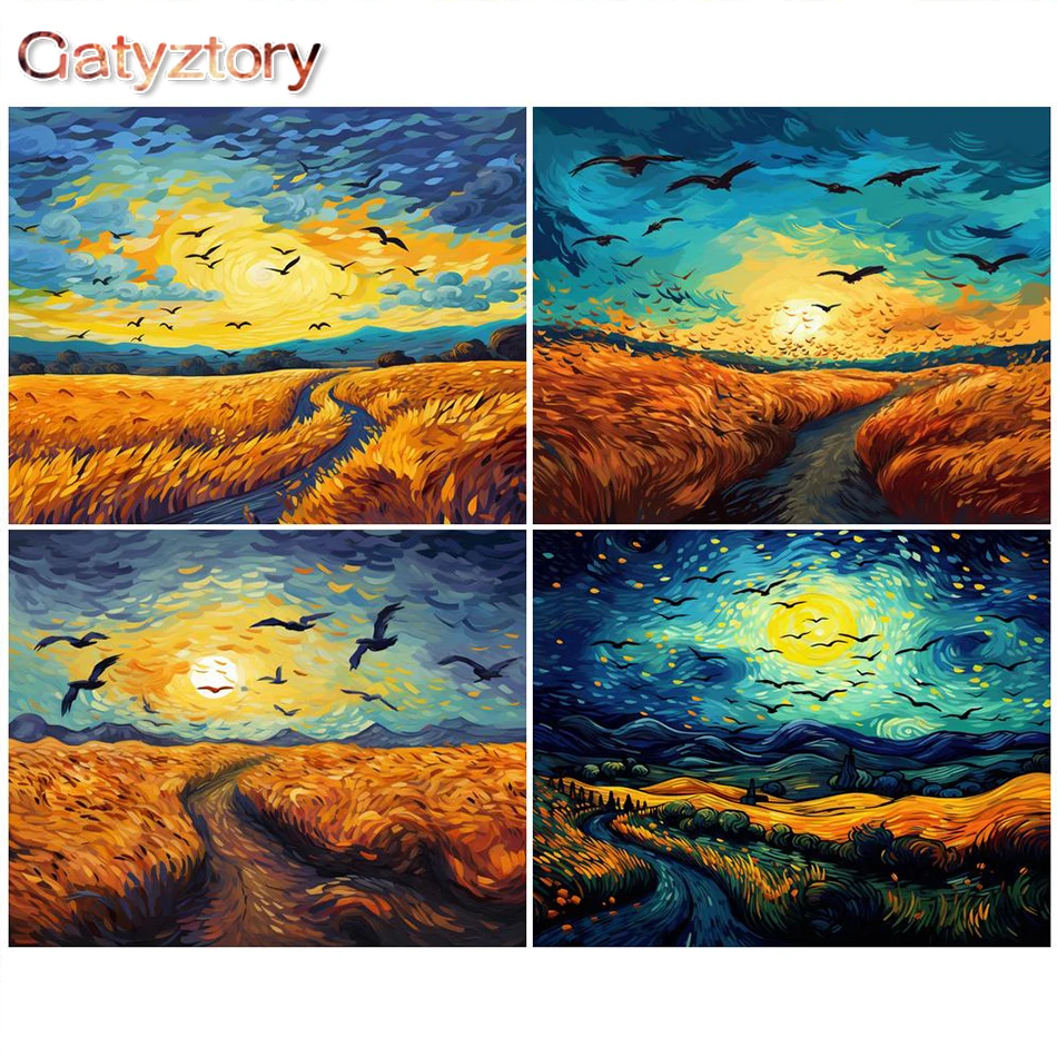 

GATYZTORY Diy Painting By Numbers For Adult Abstract Landscape Acrylic Oil Paint On Canvas Modern Cornfield Wall Art Home Decor