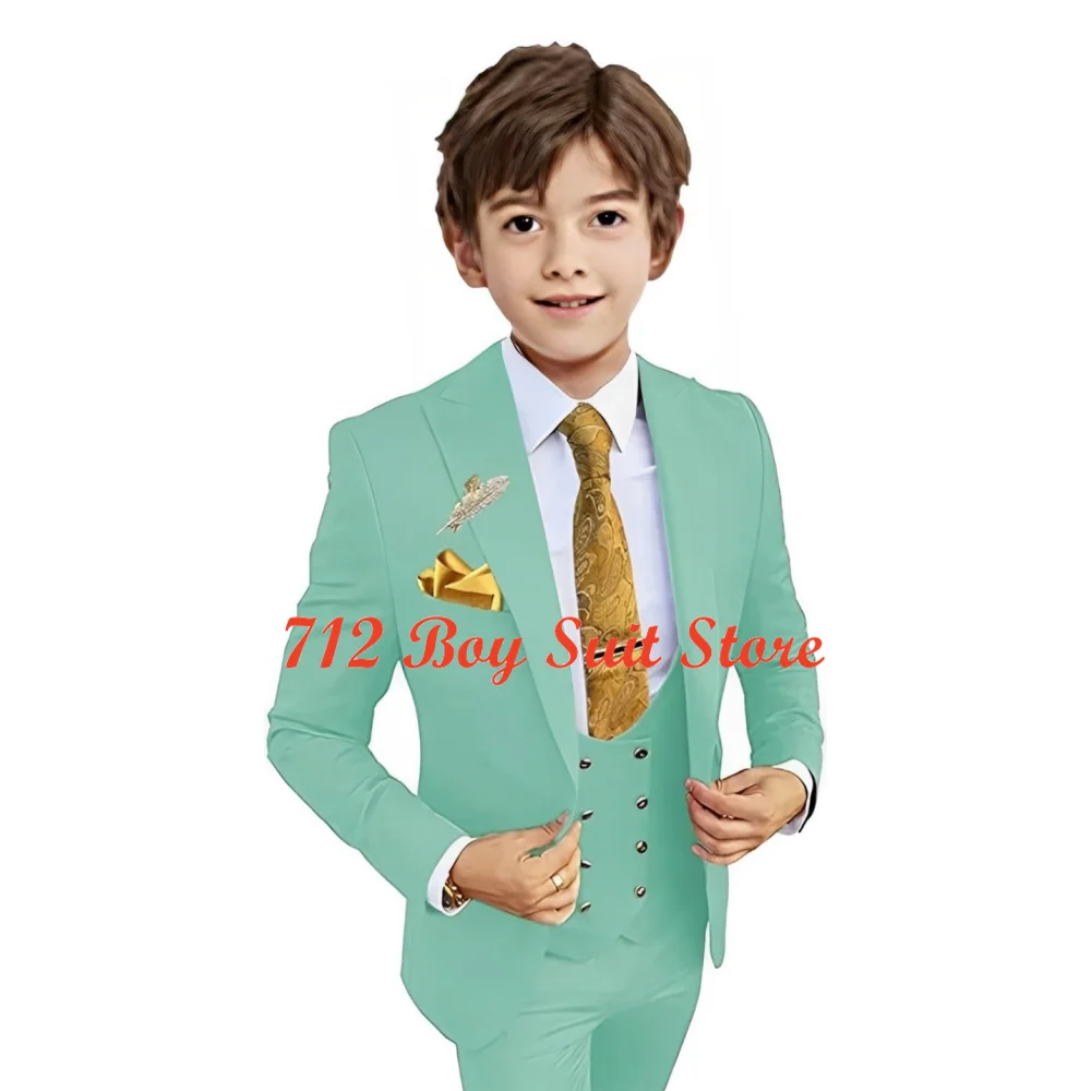 Suit for Boys Wedding Tuxedo 3-Piece Suit Formal Party Wear for Kids 2-16 Years Old Blazer