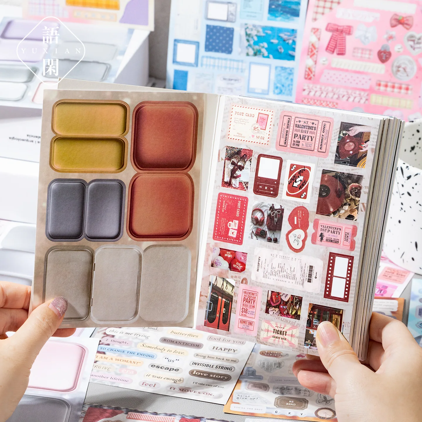 20 adesivi per album, materiale creativo, adesivi con testo in inglese, fai da te, scrapbook, cancelleria estetica - immagine 3