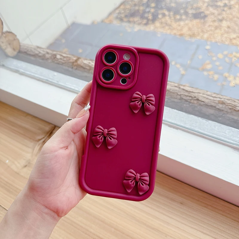 3D Cute Bowknot Silicone Case with Matte Finish