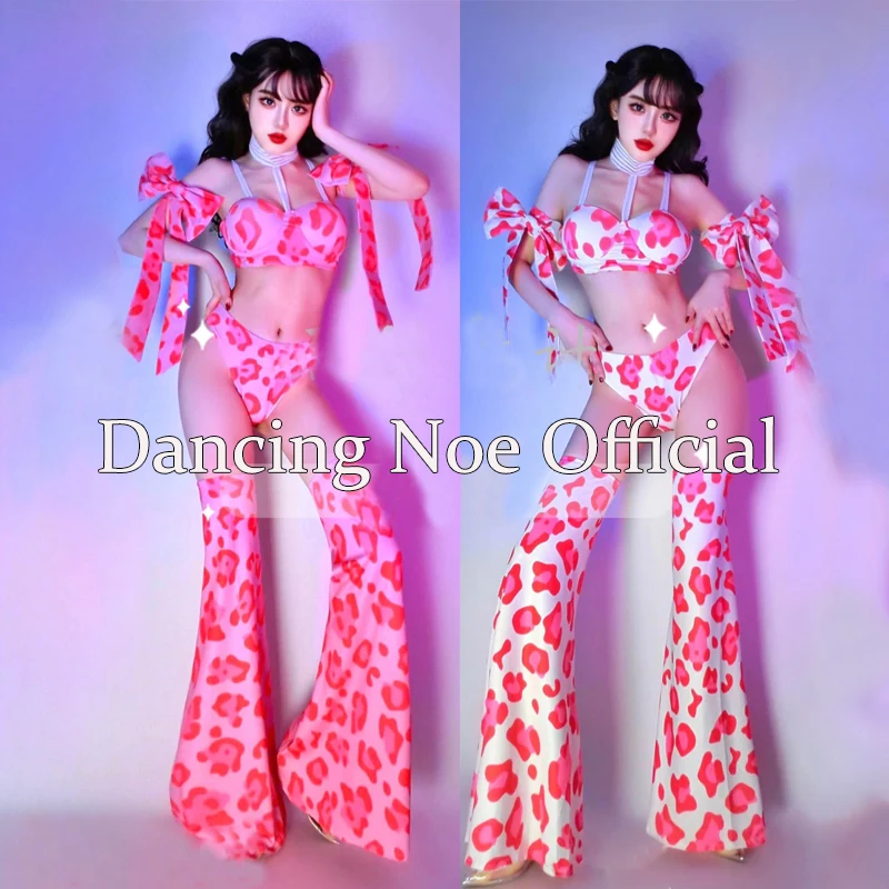 

Valentine'S Day Nightclub Bar Female Performance Costumes Women Group Gogo Bikini Bell-Bottoms Suit Stage Party Dress DN15718