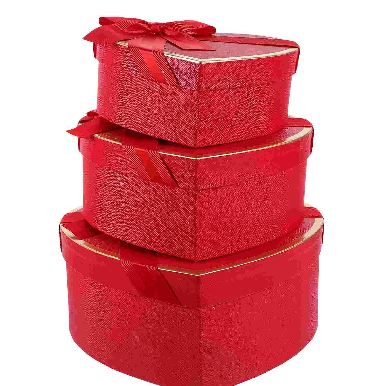 

3 Pcs Gift Box Wrapping Boxes for Gifts Heart Shaped Flowers Birthday Christmas Packaging Cardboard Arrangements Valentine's