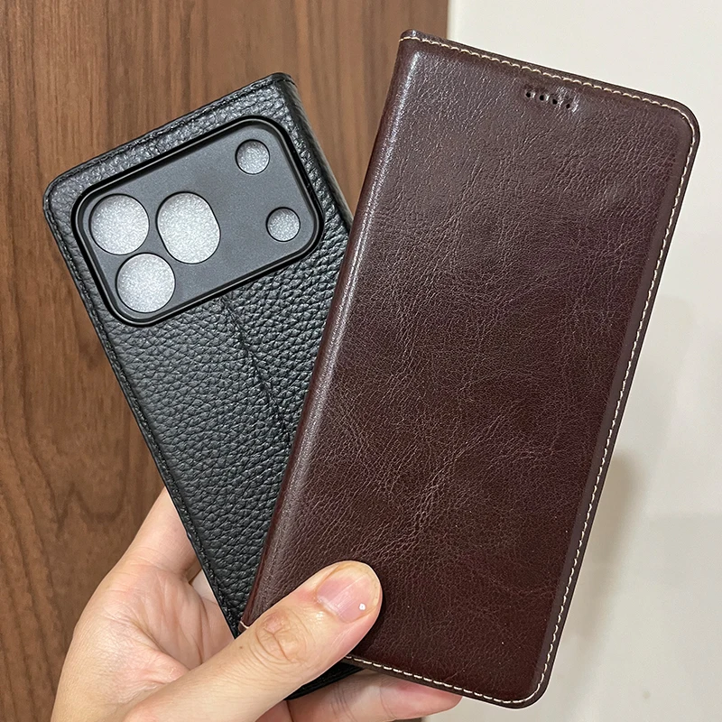 Magnetic Genuine Leather Flip Wallet Phone Case Cover