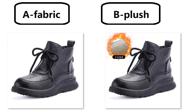 Neue echtes Rindsleder Stiefel Damen Winter wasserdichte Plüschschuhe Damen Schnürschuhe Wohnungen pelzige Stiefeletten Frau warme Schneeschuhe – Detail 2