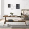 Mid-Century Modern Wood Coffee Table with Shelf Rectangular Table 1