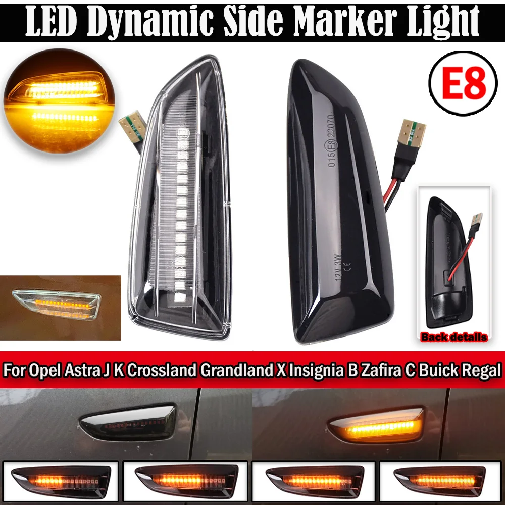 2PCS Led Dynamic Side Marker Turn Signal Light Sequential Blinker Opel Astra J Astra J K Zafira C Insignia B Grandland X