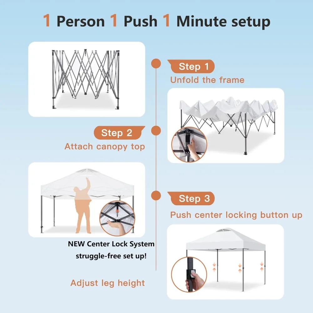 10x10ft 1-Person Setup Pop Up Canopy Tent 5