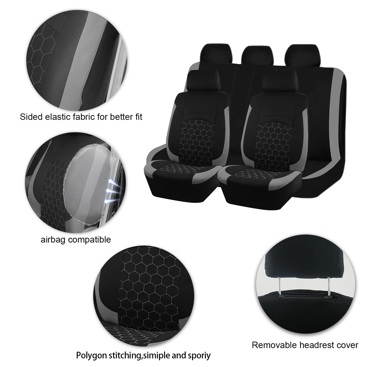 Housses De Siège Auto Universelles - 4 Pièces, Motif Course - Imperméables, Compatibles Airbags - Protection Complète
