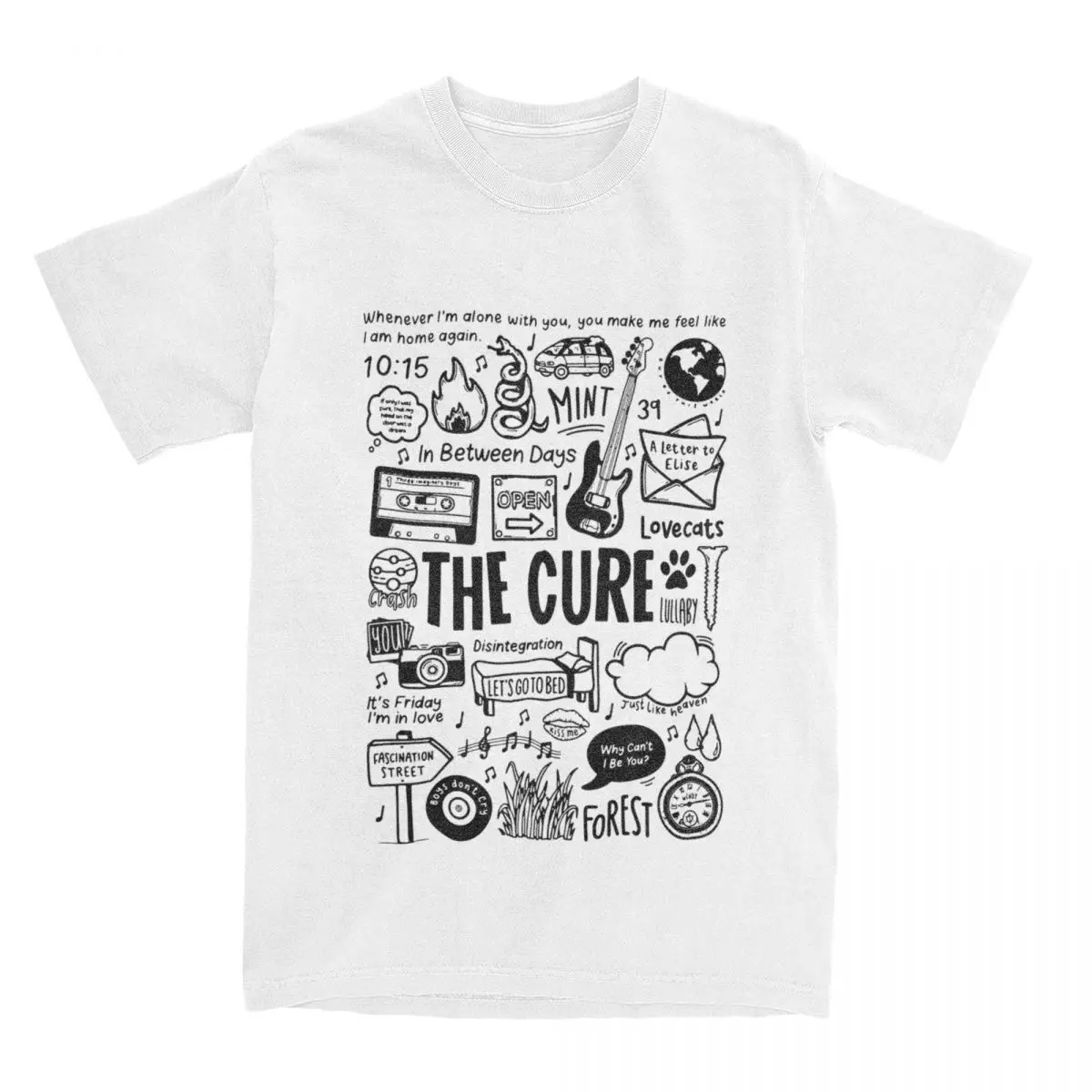 

Мужские футболки с альбомом The Cure Band, хлопковые топы, Повседневная футболка с коротким рукавом и круглым вырезом, Классическая футболка