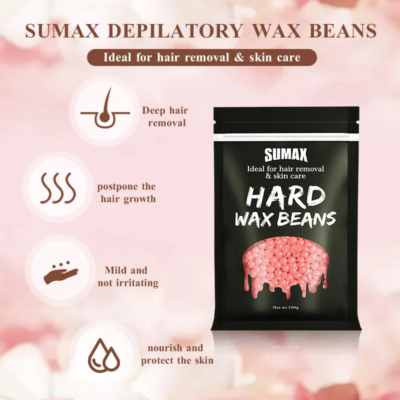 SUMAX Hard Wax Beans Hot Film Painless Hair Removal 100g for Full Body Bikini Face Legs Underarm