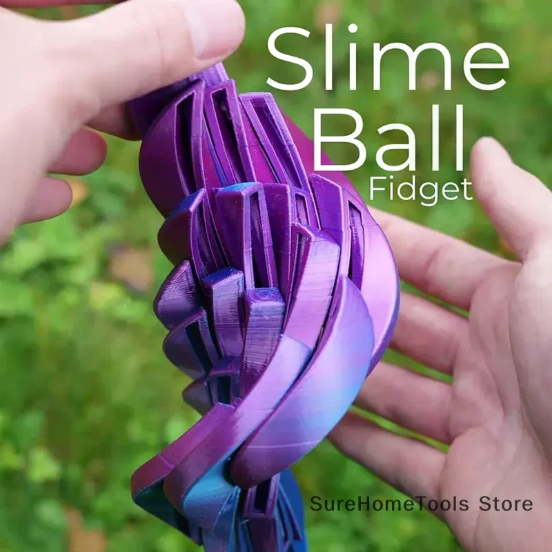 3D Printed Slime Ball Fidget Toy Twistsphere Gear Liquid Flow Rotating Anxiety Relief Office Adults Kids Stress Toy