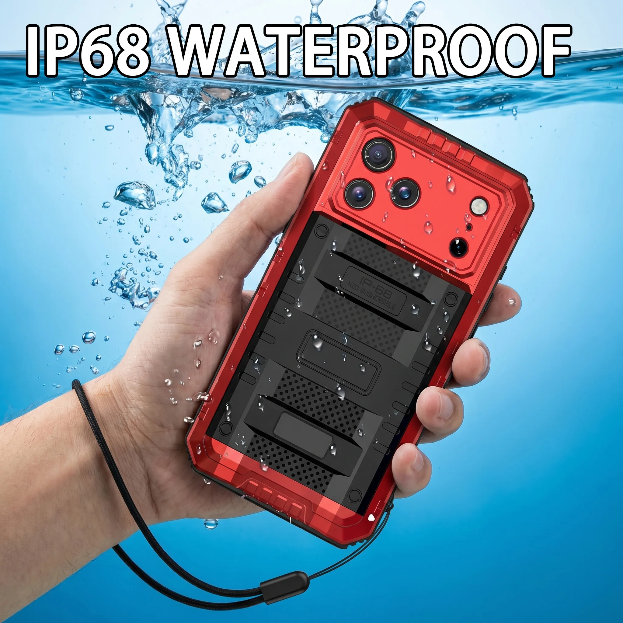 Deluxe IP68 Underwater Heavy-Duty Aluminum Waterproof Phone Case with Screen Protector Film