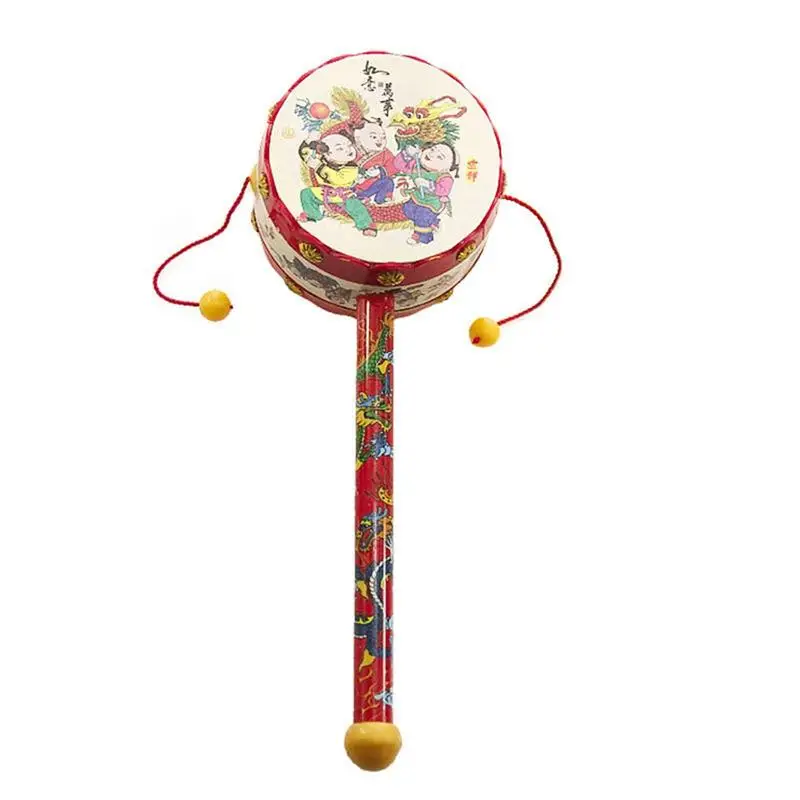 

Rattle Drum Chinese Traditional Baby Rattle Friendly PP Sound Loud And Safe Auspicious Drum Baby Sleeping Toy
