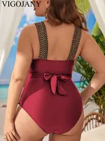 VigoJany 2025 Solid Strapped Plus Size Swimwear Women Cross Push Up Verge Large One Piece Swimsuit Beach Chubby Big Bathing Suit - Image 5
