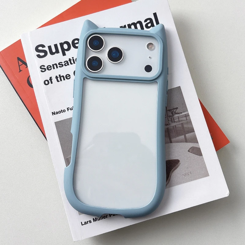 Transparent 3D Cat Ear Protective Clear Phone Case