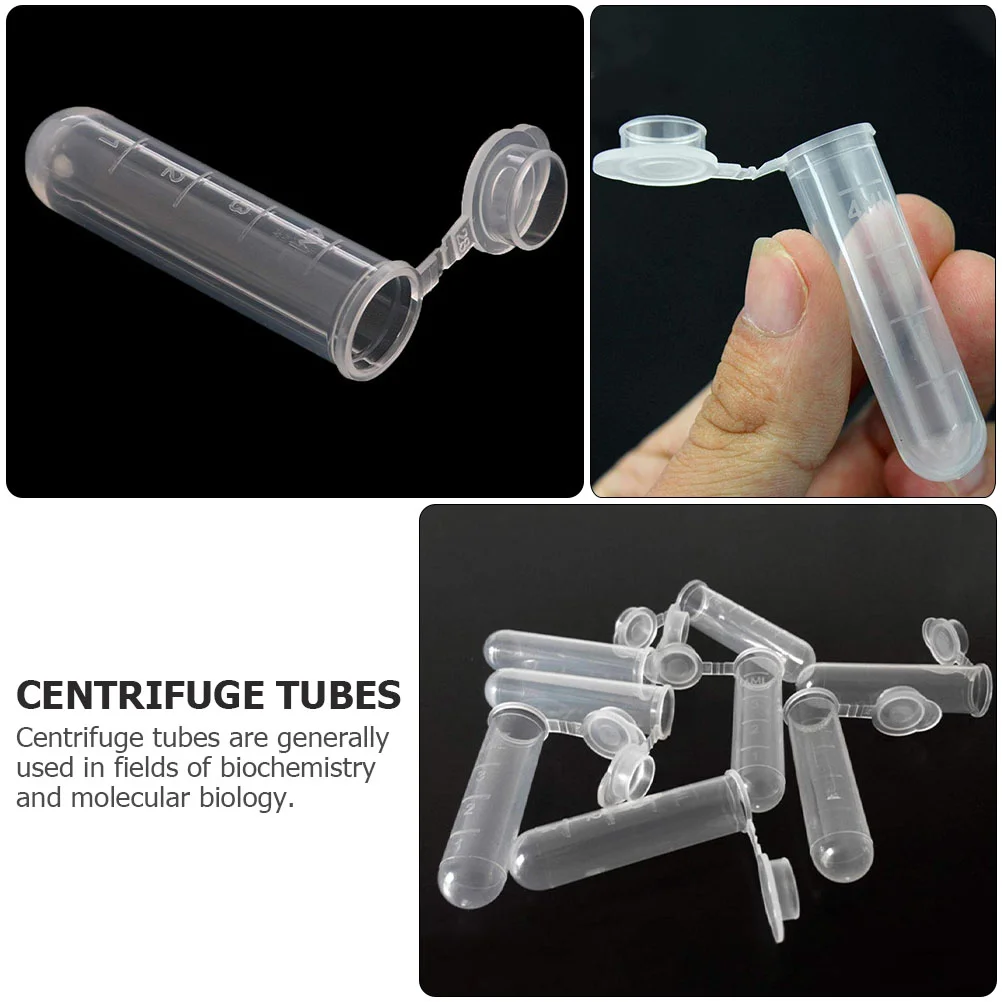 50pcs Centrifuge Tubes Laboratory Test Tube Vials Clip Container Lid Supplies Mini Science Experiment Accessories With Scale