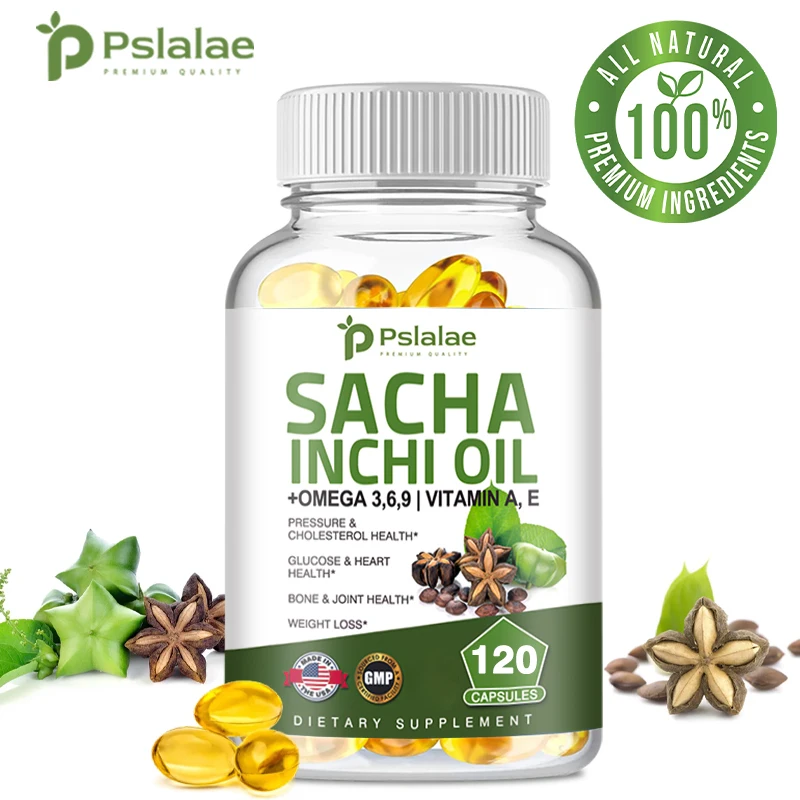 Sacha Inchi oil supplement for brain & heart health rich in Omega 3 6 9 antioxidants