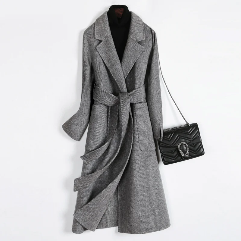 

Женское двухстороннее пальто из 2023 шерсти, Корейская шерстяная куртка, длинное пальто на весну и осень, женские пальто, пальто, пальто для женщин