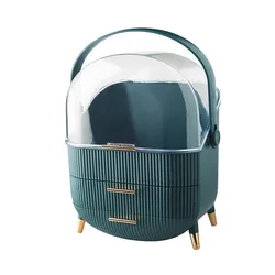 Waterproof Dustproof Cosmetic & Jewelry Organizer with Large Capacity Drawers (Light Luxury Green)