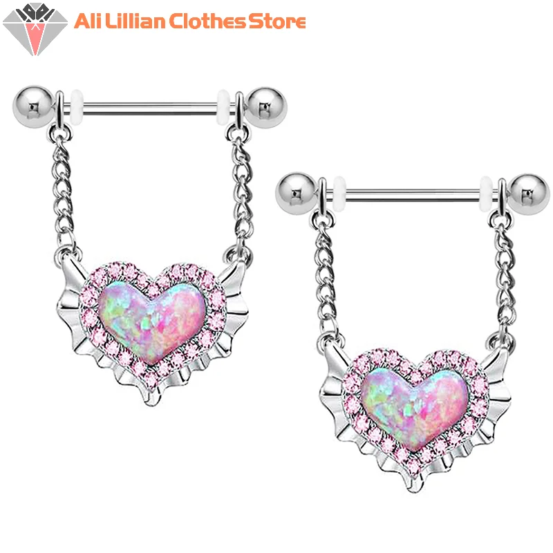 1 pz 16G dolce acciaio inossidabile a forma di cuore anello al naso cristallo setto Piercing cartilagine orecchini Helix Piercing setto gioielli