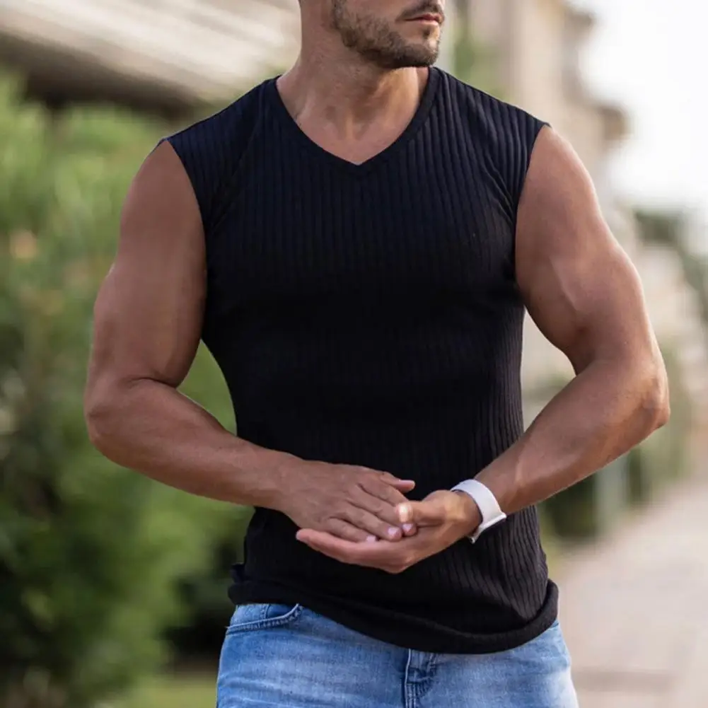 

Men's Tops Vertical Stripes Men's Shirt Sleeveless Vest Summer Tank Tops