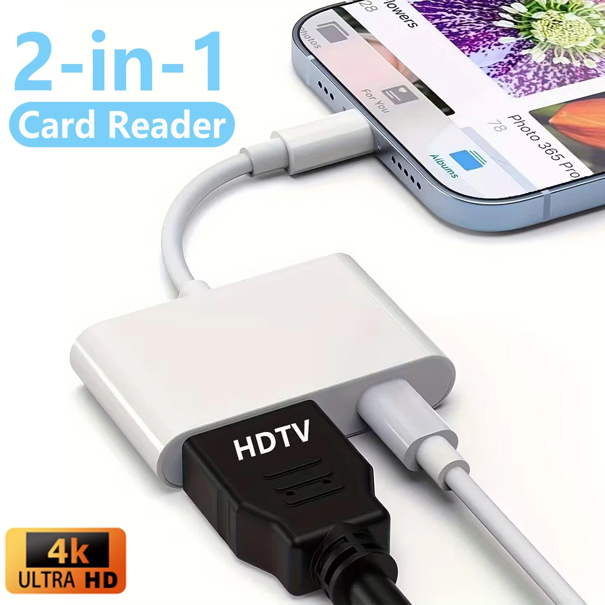 USB C to HDMI Adapter Type C Digital Adapter 4K Sync Screen Connector 2 in 1 For iPhone 16 pro Max For iPhone to HDTV Projector