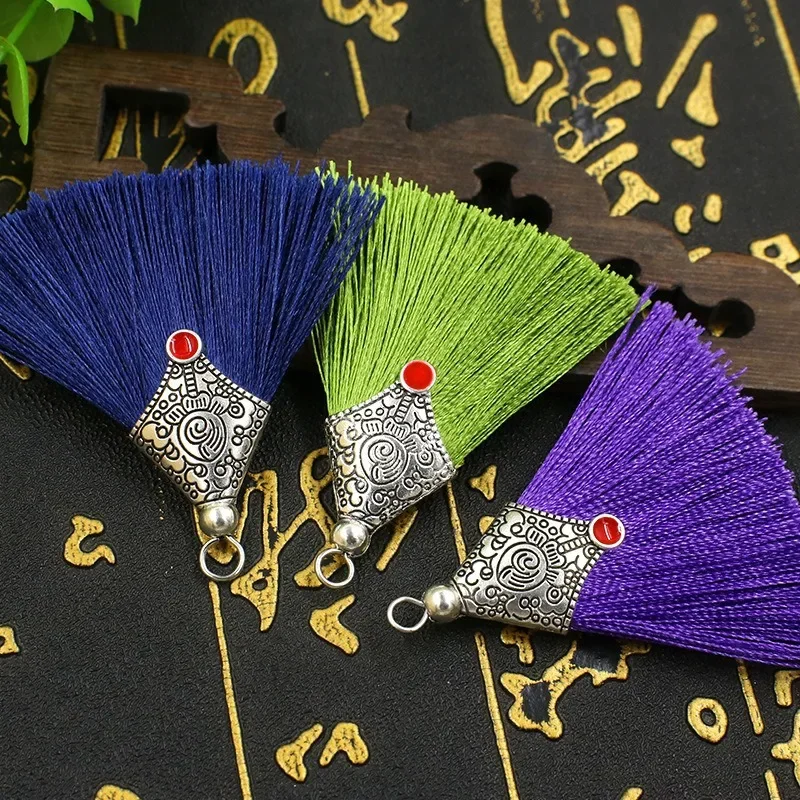 Mini Craft Tassel 6/12Pcs Handmade Soft Tassel Alloy Cap Earring Pendant Jewelry Making tassel fringe tassel trim mini tassels tassel accessories tassel decoration metal pendant mini metal pendant metal jewelry pendant