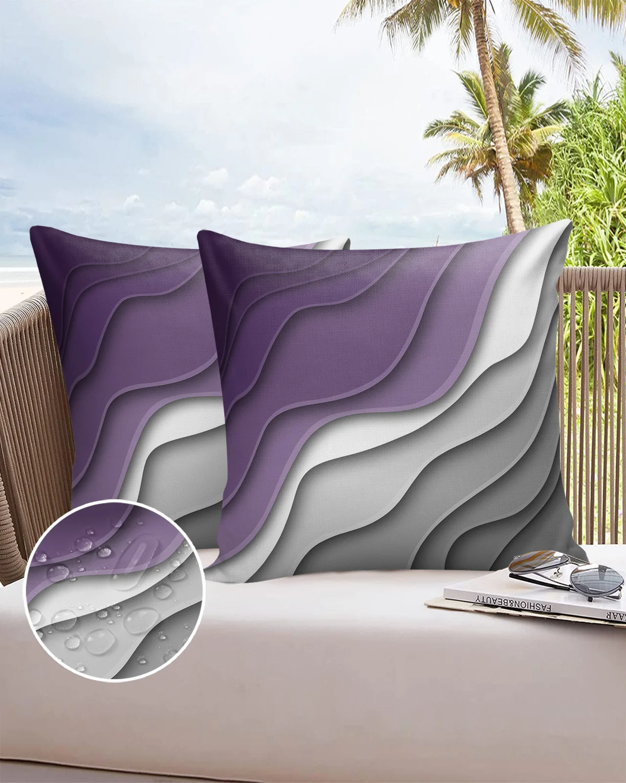 2/4PCS Outdoor Waterproof Pillowcase Purple Grey Gradient Modern