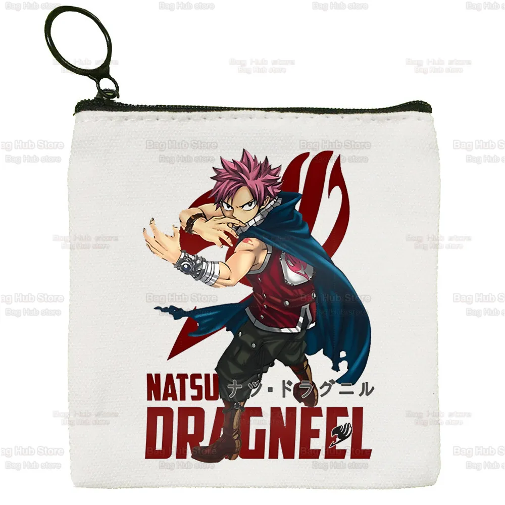 

Anime Fairy Tail Cartoon Cute Solid Color Canvas Coin Purse Small Fresh Natsu Erza Gray Lucy New Zipper Key Bag Hand Gift Bag