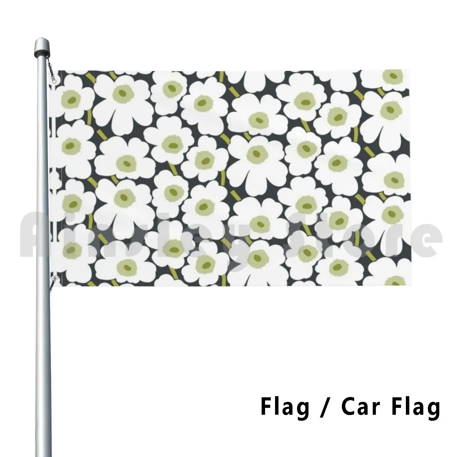 Floral Design Outdoor Decor Flag Car Flag Lokki White Scandinavian Scandi Sweden Swedish
