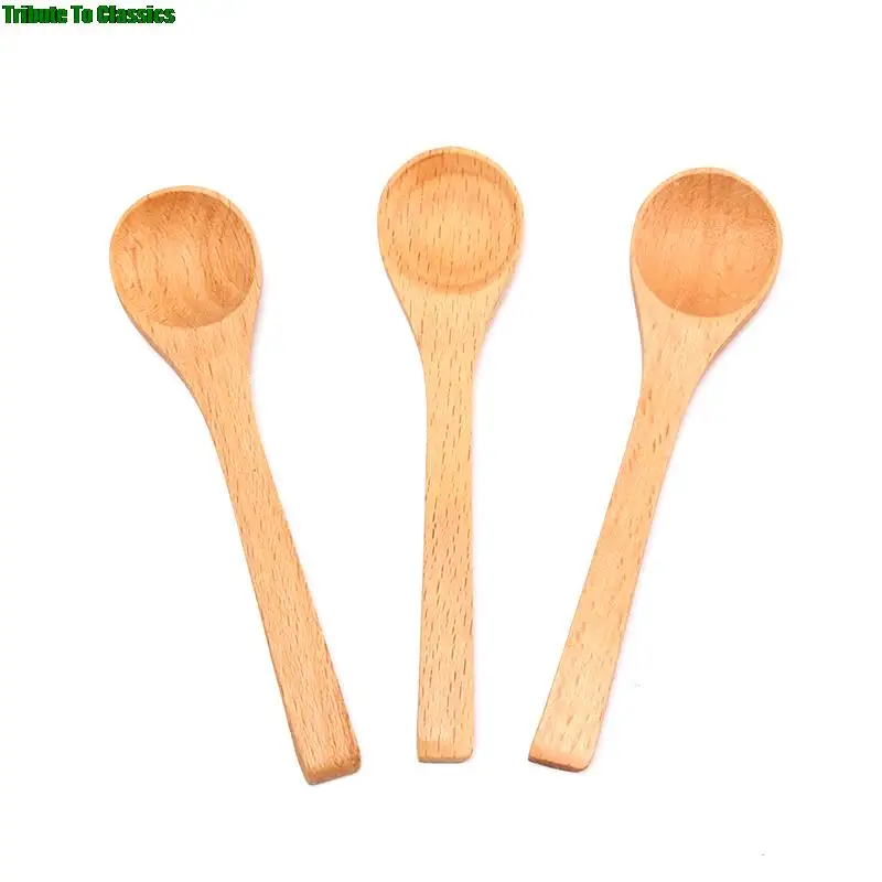 Description Picture 2 of item1Pc Small Mini Wooden Round Bamboo Spoon Soup Tea Coffee Salt Spoon Jam Scoop DIY Kitchen Cooking Utensil Tool Cutlery