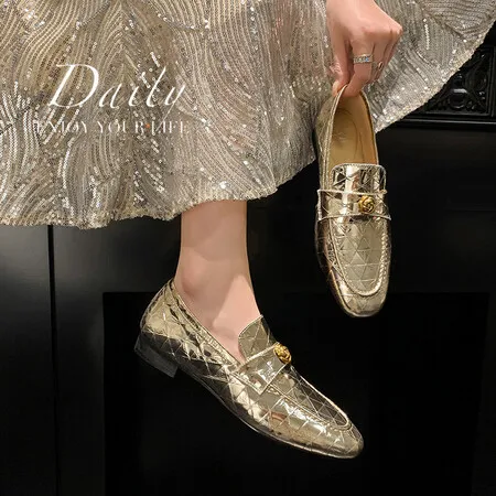 Genuine Leather Camellia Flower Loafers for Women's 2024 Spring New Thick Sole Single Shoe Buckle British Small Leather Shoes