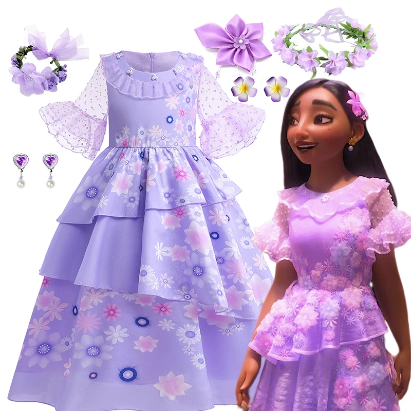 Disney Encanto Mirabel Isabela Girl Costume Princess Dress For Girls