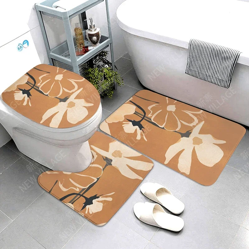 Anti-slip Bath Mat Bathroom Rug Shower Mat Decorative Absorbent Foot Entrance Bathtub toilet rug boho Nordic leaf plant