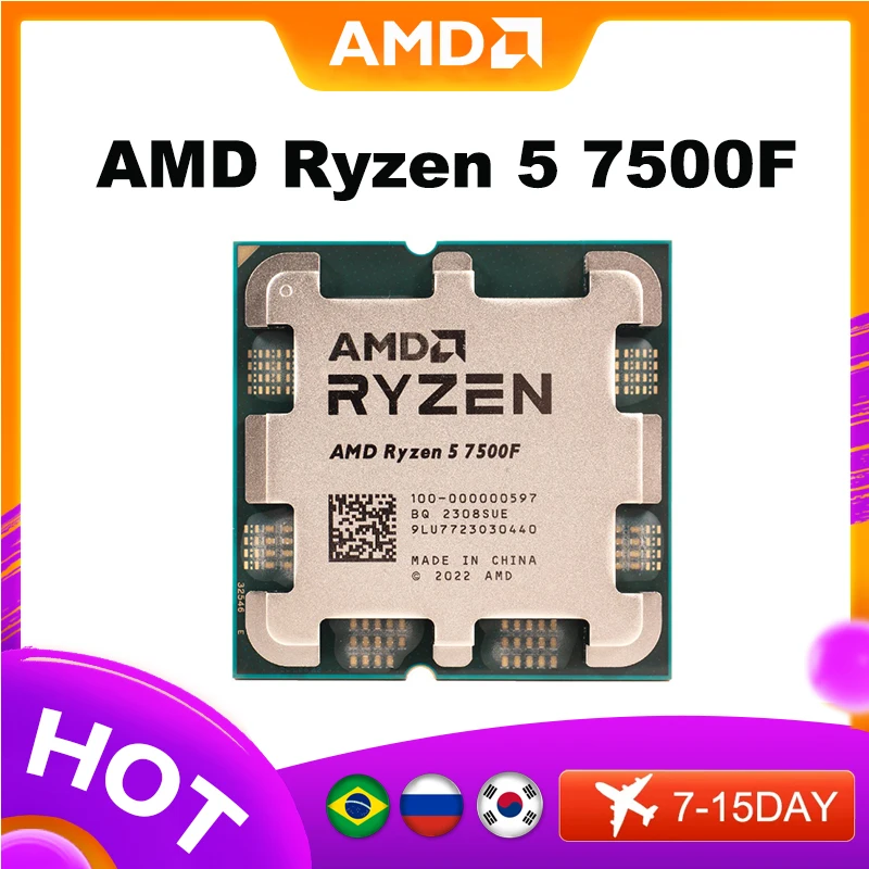 【美品】AMD Ryzen 5 7500F CPU AMD Ryzen 5 7500F AM5 CPU Processor R5 7500F 3.7 GHz 6-Core