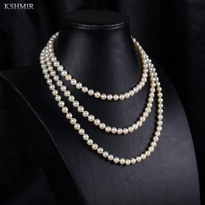 

1.5m-8mm long pearl necklace sweater chain 2022 new double layer women exquisite simple accessories