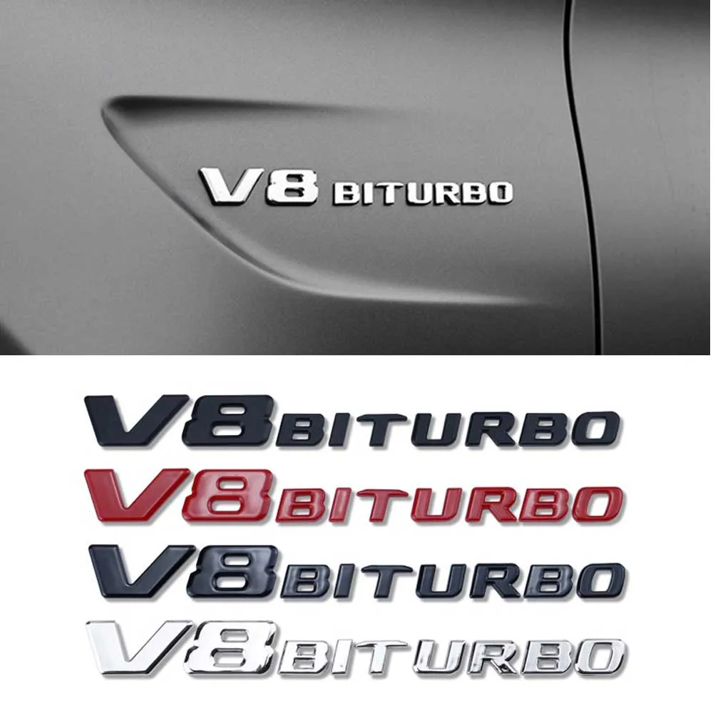 V8 Biturbo Lettera Logo Adesivo Per Auto Per Mercedes Benz Twin Turbo Logo Fender Modifica Accessori Etichetta Decalcomania Decorativa