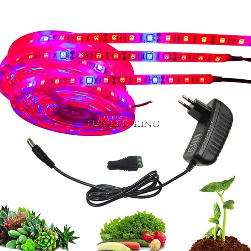 

LED Plant Grow Strip lights Full Spectrum Flower phyto lamp Waterproof for Greenhouse Hydroponic Growth Light +Power adapter