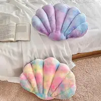 1Pc Throw Pillow Colorful Seashell Shape Fully Filling Plush Stuff Toy Ocean Theme Elastic Sofa Bed Decoration Office Nap Pillow 1