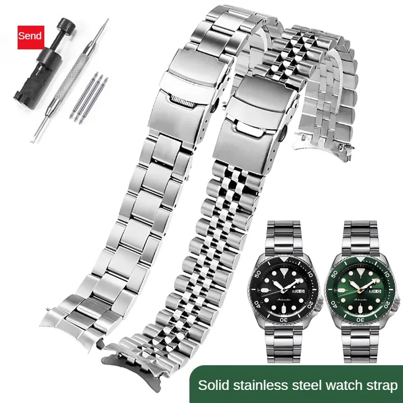 

Replacement No. 5 Green Black Water Ghost SRPD63K1 SKX007/009 Series Curved Interface Stainless Steel Watch Strap With 20/22mm