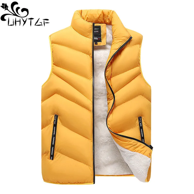 

UHYTGF Vests Jacket Man L-8XL Lamb Wool Casual Warm Sleeveless Autumn Winter Parker Coat Male Fashion Youth Men's Waistcoat 18