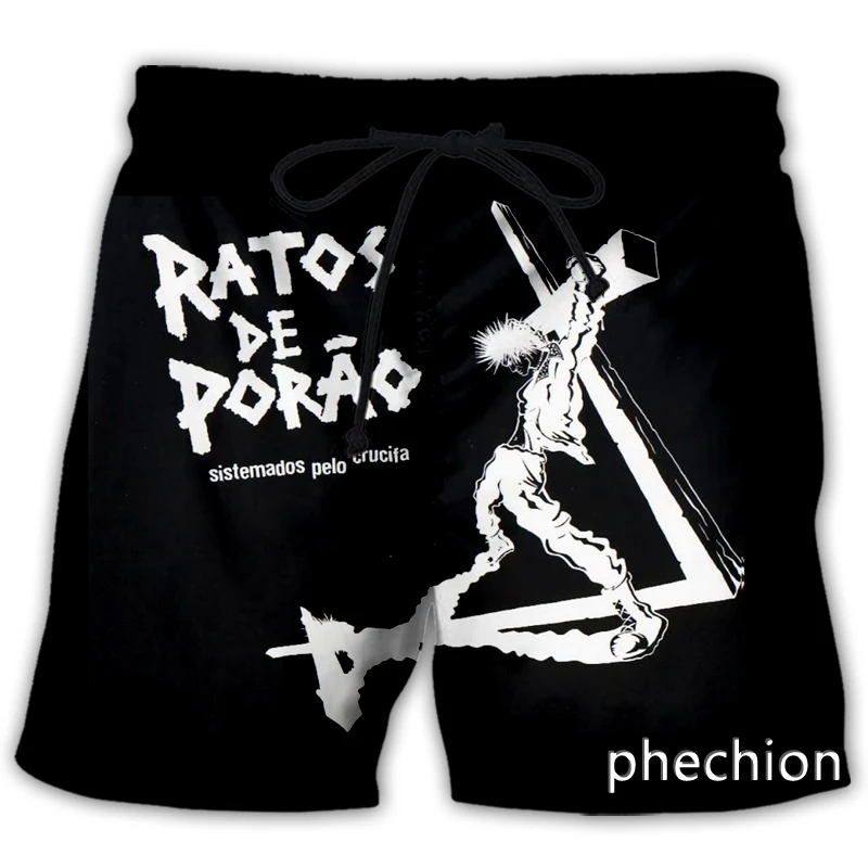 

phechion Men/Women RATOS DE PORAO Rock Band 3D Printed Casual Shorts Streetwear Men Loose Sporting Shorts L137