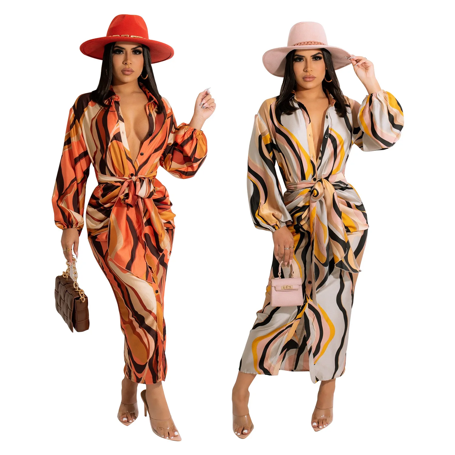 

Fashion Beach Style Dresses for Women 2023 Print Straps Single-breasted Loose long Skirt Spring Female Evening Maxi Party Dress