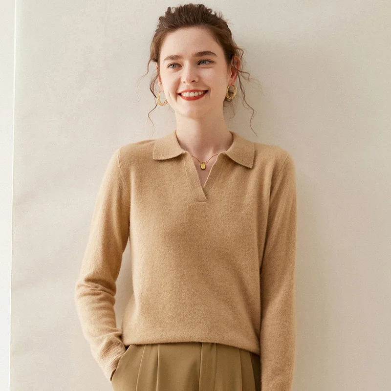 WinvyNee Women Cashmere Merino Wool Sweater Polo Neck Loose Solid Knit Tops Sweaters Casual Pullover Jumpers Autumn A1054004 2