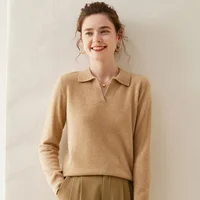 WinvyNee Women Cashmere Merino Wool Sweater Polo Neck Loose Solid Knit Tops Sweaters Casual Pullover Jumpers Autumn A1054004 2