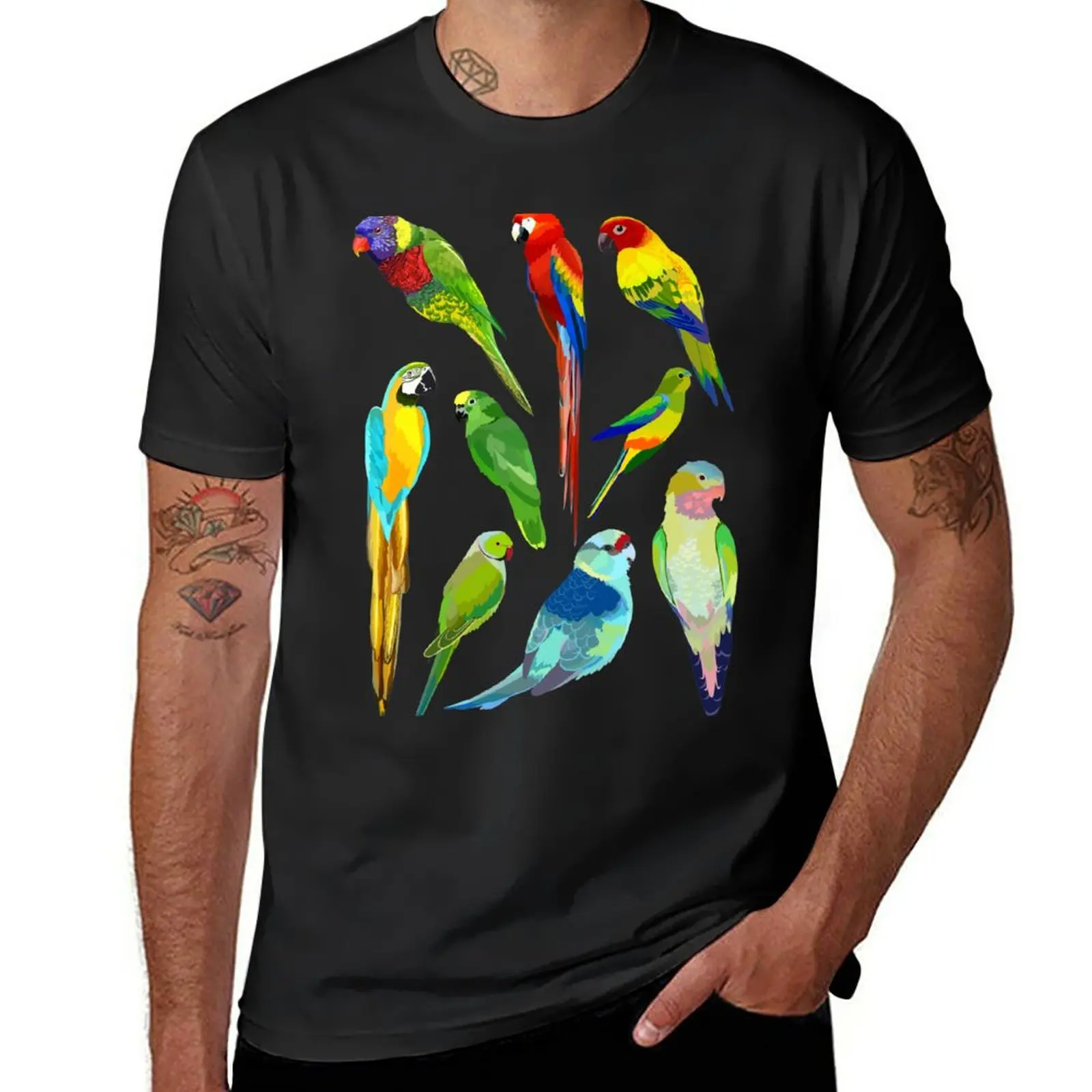

Parrots T-Shirt hippie clothes customizeds plus size tops graphics mens graphic t-shirts hip hop