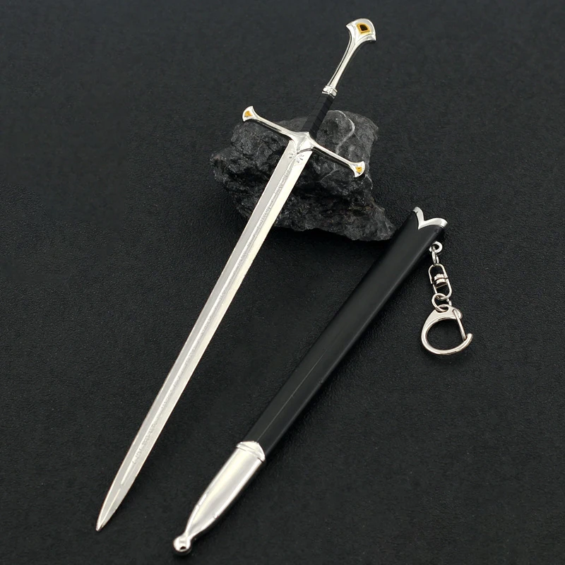 22cm Elves Aragorn Narthil Medieval Movies TV Metal Material Weapon Katana Samurai Sword Showpiece Ornament Crafts Gift Toy Game