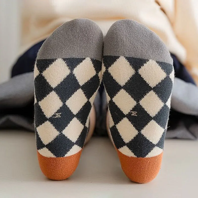 5Pairs/Lot Cute Bear Plaid Baby Socks Spring Autumn Soft Cotton Kids Middle Tube Socks For Boys Girls Casual Sports Sock 5