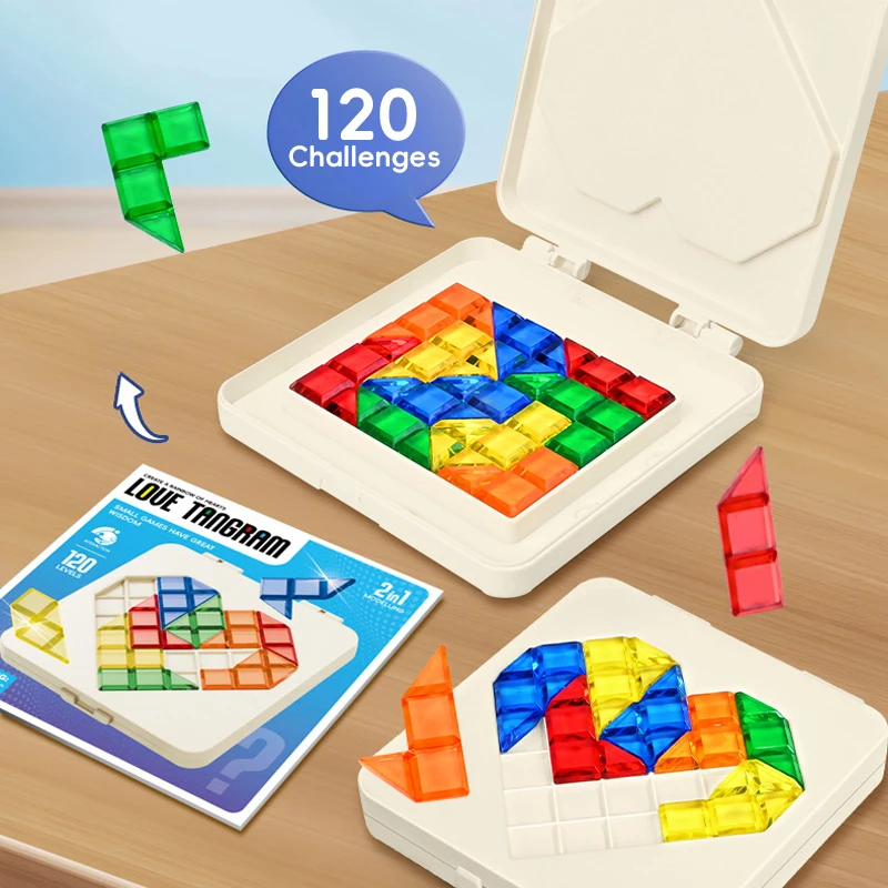 IQ Love Heart Shaped Puzzle Game 120 Challenges Board Game Children Educational Learning Toys Intellectual Development for strategic puzzle game