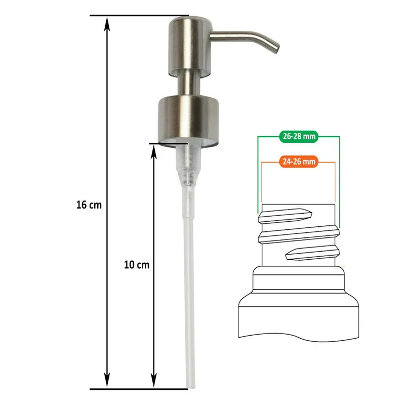 1pcs 304 Stainless Steel Pump Head Soap Dispenser Pressure Nozzle For 28mm Liquid Lotion Bottle Bathroom Kitchen Accessories soap dispenser